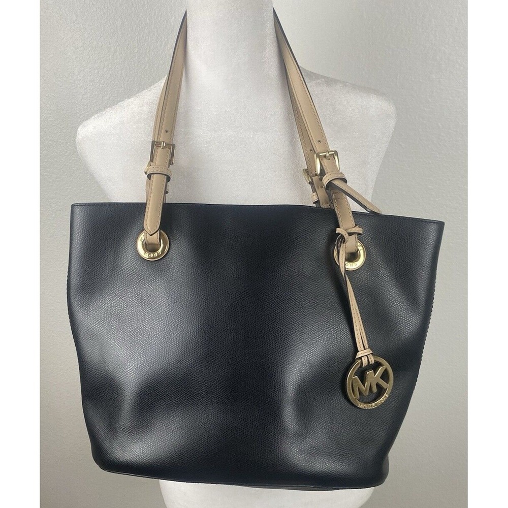 Michael Kors Jet Set Black Pebbled Leather Tote/Purse